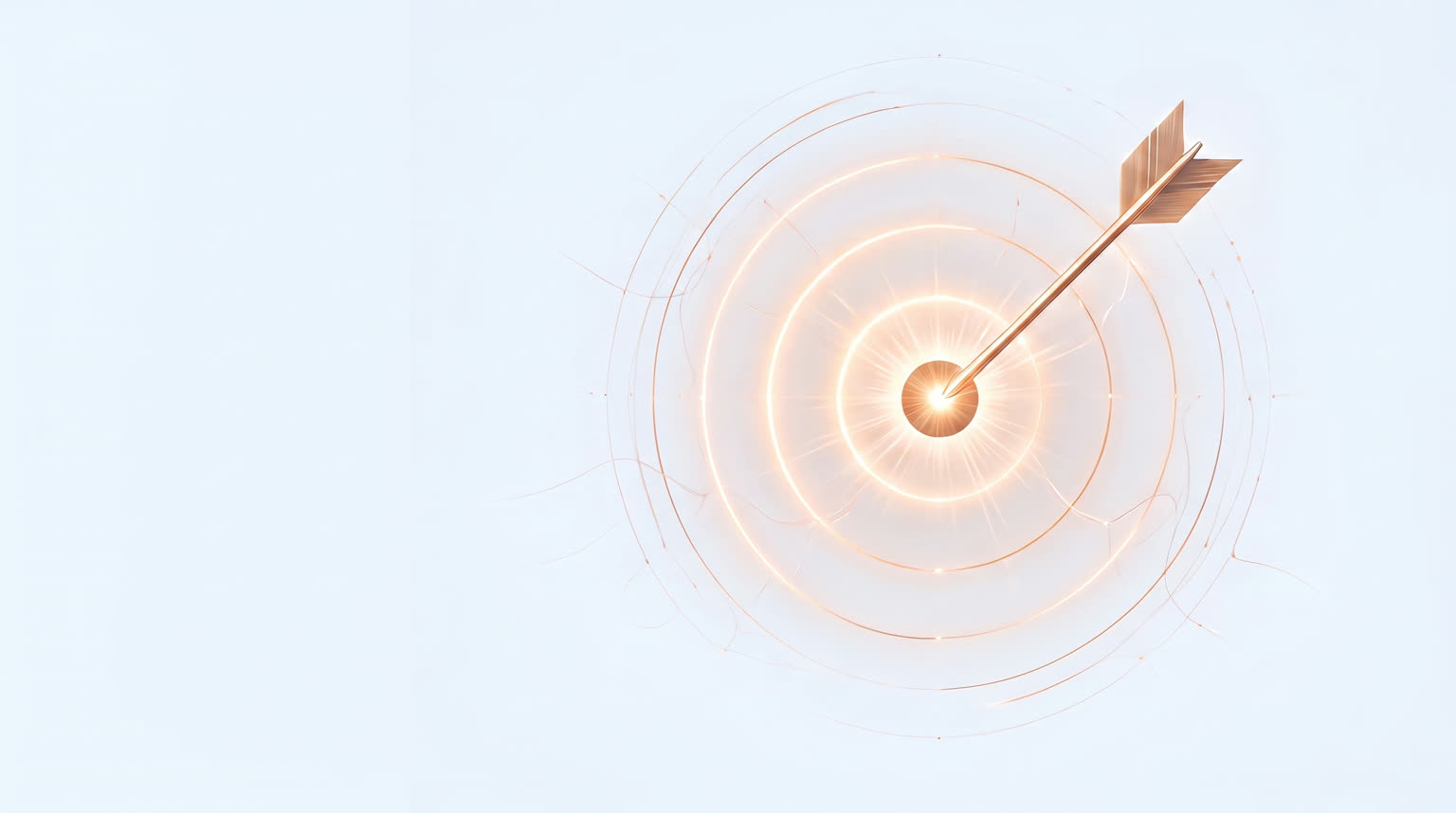 A copper arrow striking the center of a target of light